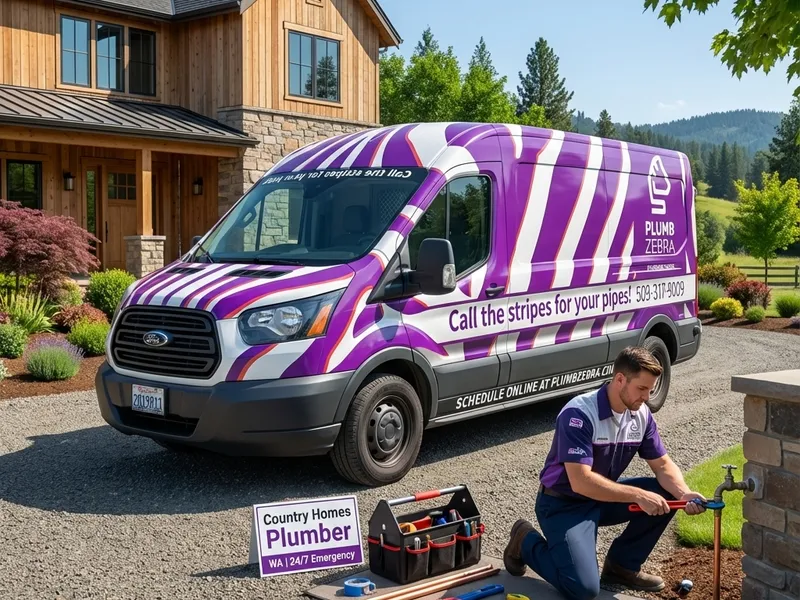 Professional plumber working on country homes plumbing services service in Spokane - PlumbZebra quality workmanship