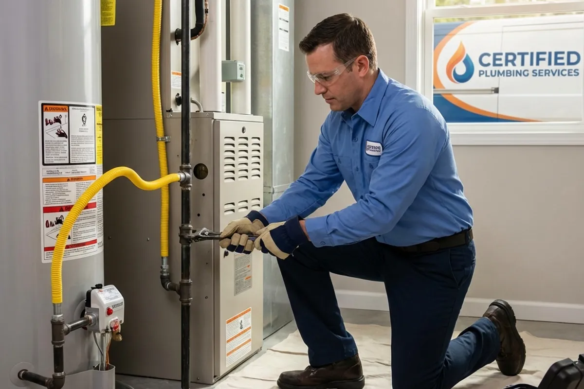 Professional plumber performing gas line services spokane wa - installation & repair service