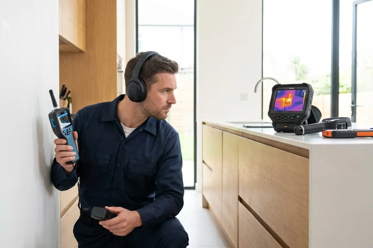 Professional plumber performing leak detection & slab leak repair spokane wa service