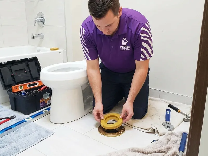 Professional plumber performing toilet installation & repair spokane wa service